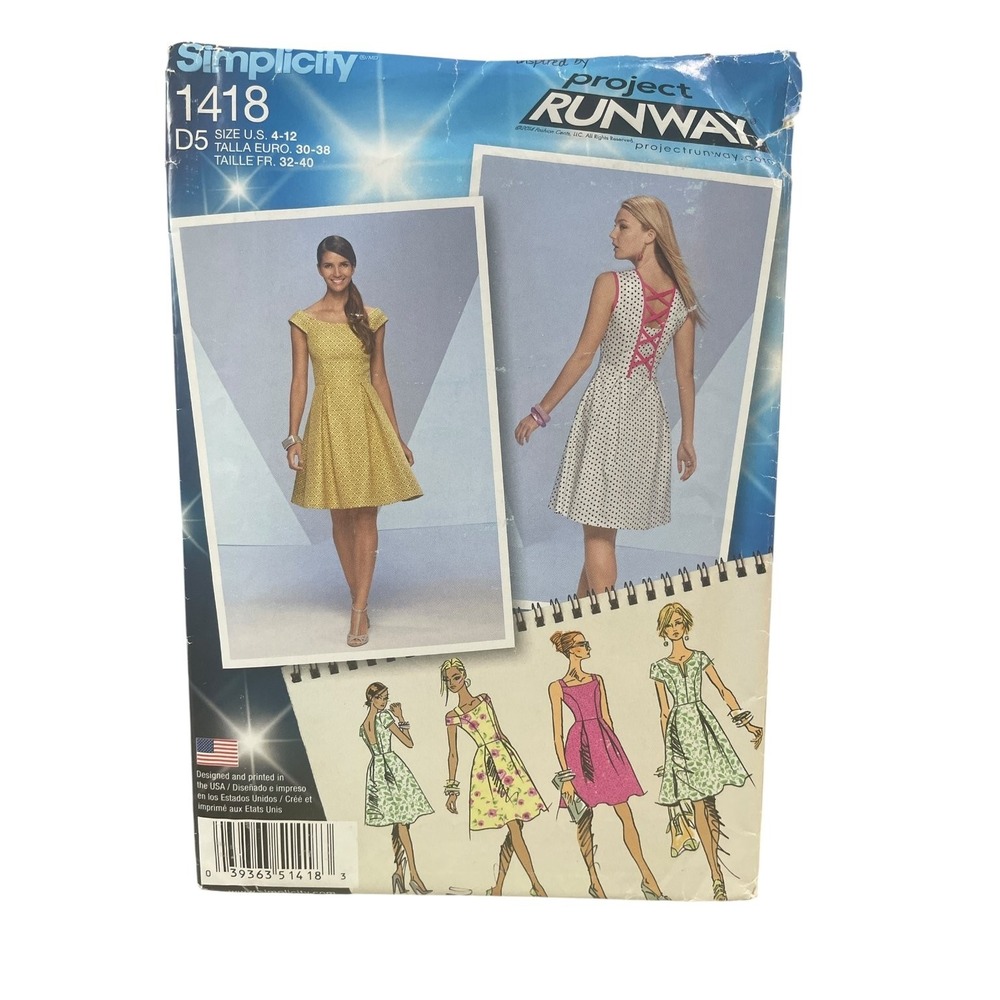 Simplicity Sewing Pattern 1418 Misses Size D5 4-12 Project Runway Dress Uncut FF